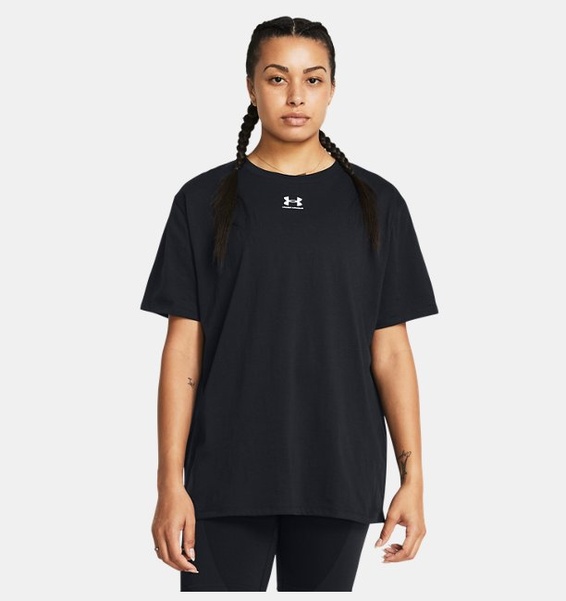 Siyah Kadın UA Campus Oversize Kısa Kollu T-shirt