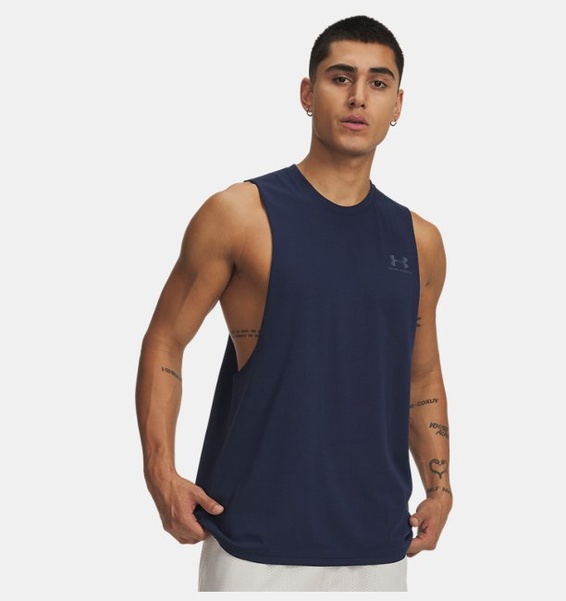 Lacivert Erkek UA Left Chest Cut Off Atlet