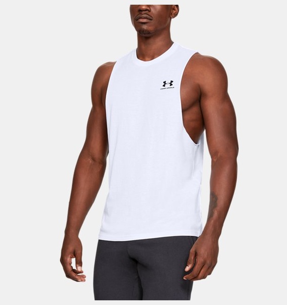 Beyaz Erkek UA Left Chest Cut Off Atlet