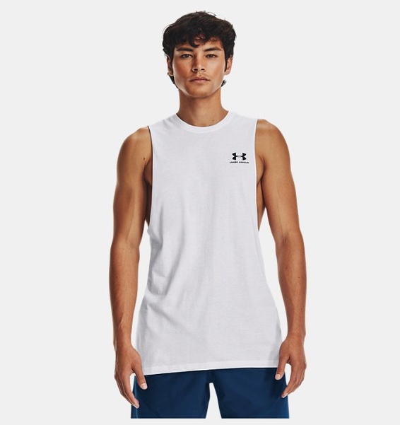 Beyaz Erkek UA Left Chest Cut Off Atlet