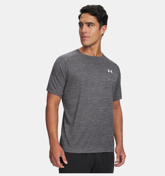 Gri Erkek UA Tech Textured Kısa Kollu T-shirt