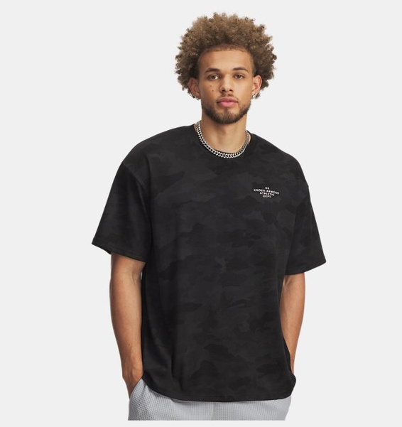 Siyah Erkek UA Heavyweight Athletic Dept. Kısa Kollu T-Shirt