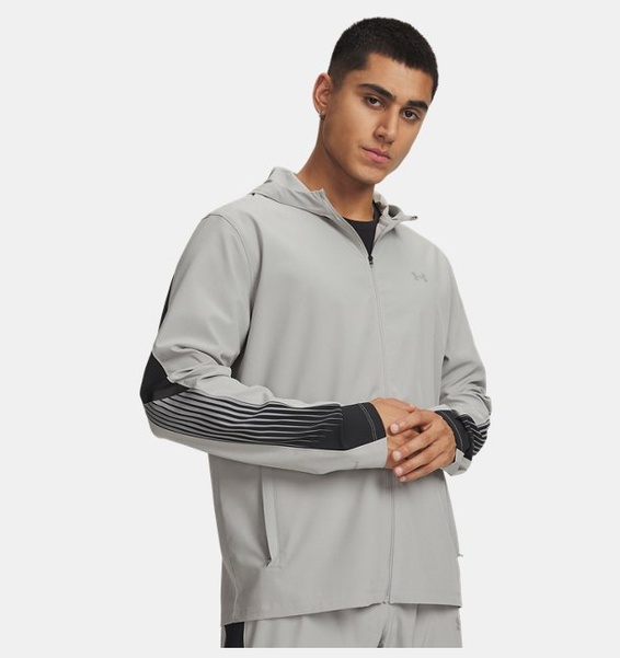 Gri Erkek UA Velociti Storm Kapüşonlu Ceket