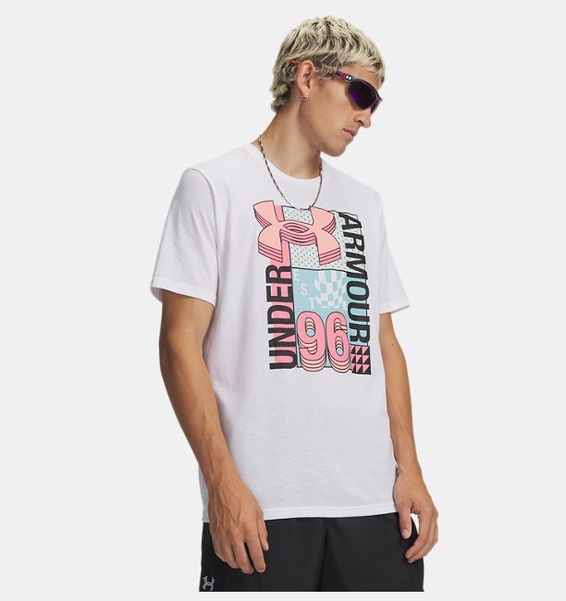 Beyaz Erkek UA Logo Kolej Kısa Kollu T-Shirt