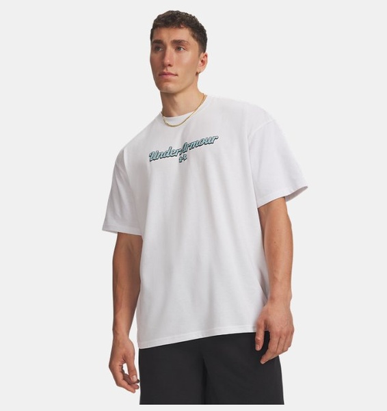 Beyaz Erkek UA Heavyweight Wordmark Kısa Kollu T-Shirt