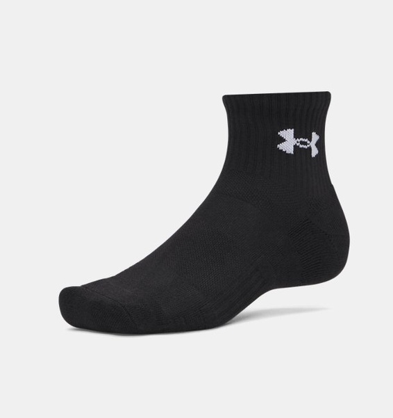 Siyah Unisex UA Performance Cotton 3'lü Paket Çorap