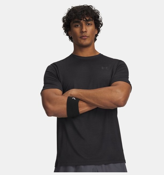 Siyah Erkek UA Tech Vent Jacquard Kısa Kollu T-Shirt