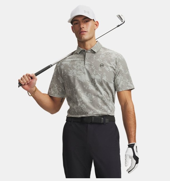 Gri Erkek UA Drive Chill Baskılı Polo T-Shirt