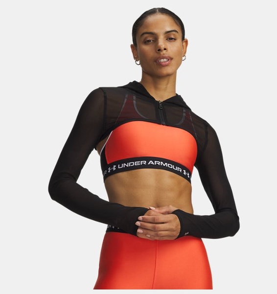 Siyah Kadın UA Vanish Elite Mesh Crop Fermuarlı Ceket