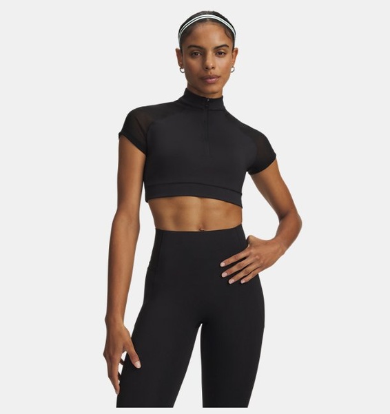 Siyah Kadın UA Vanish Elite Crop Kısa Kollu T-Shirt