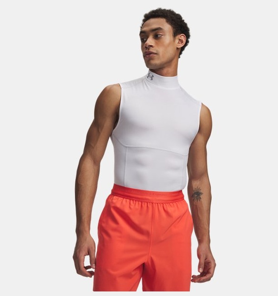 Beyaz Erkek UA HeatGear Elite Kısa Kollu Mock Atlet