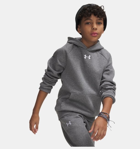 Gri Erkek Çocuk UA Rival Fleece Kapüşonlu Üst