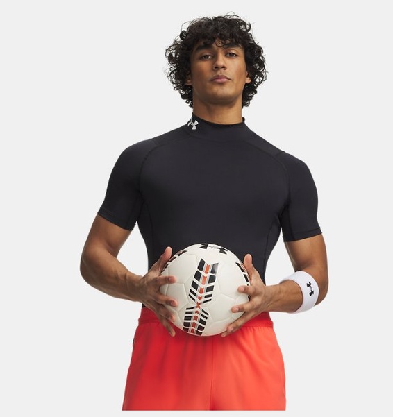 Siyah Erkek UA HeatGear Armour Compression Mock Kısa Kollu T-shirt