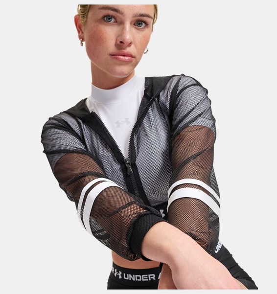 Siyah Kadın UA Heatgear Mesh Fermuarlı Ceket