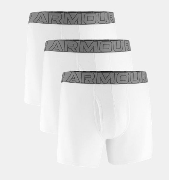 Beyaz Erkek UA Performance Cotton 6" Boxerjock - 3'lü Paket