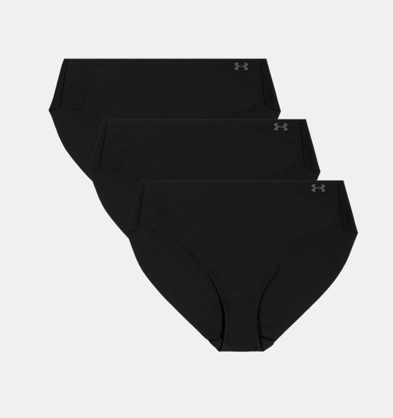 Siyah Kadın UA Pure Stretch No Show Bikini-Solid 3'lü Paket İç Giyim