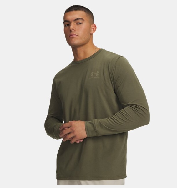 Haki Erkek UA Sportstyle Left Chest Uzun Kollu T-shirt