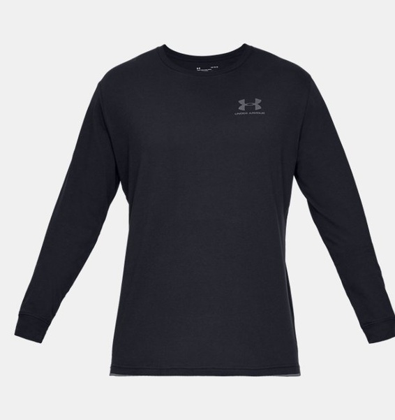Siyah Erkek UA Sportstyle Left Chest Uzun Kollu T-shirt