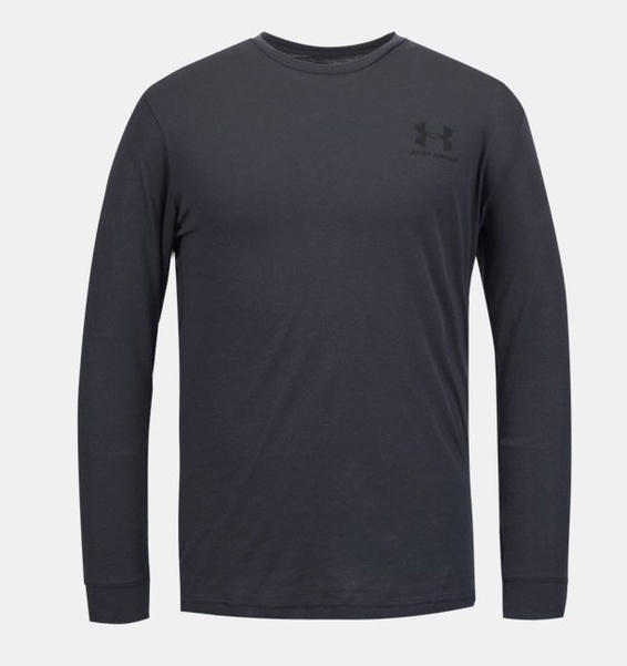 Siyah Erkek UA Sportstyle Left Chest Uzun Kollu T-shirt