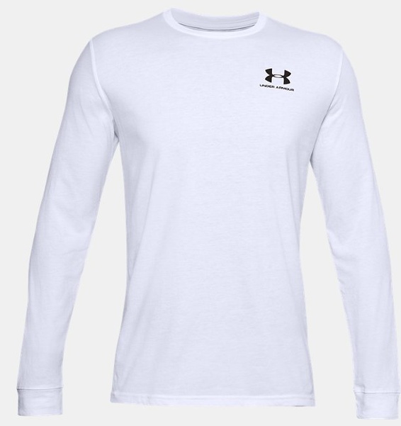 Beyaz Erkek UA Sportstyle Left Chest Uzun Kollu T-shirt