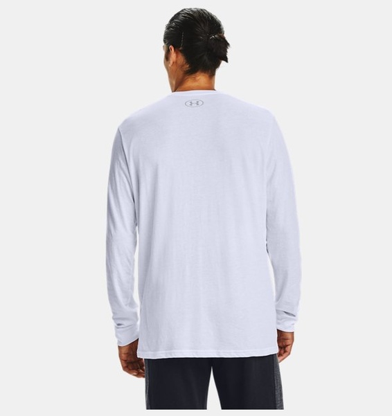 Beyaz Erkek UA Sportstyle Left Chest Uzun Kollu T-shirt