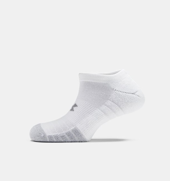 Beyaz Unisex UA HeatGear® No Show Çorap 3'lü Paket