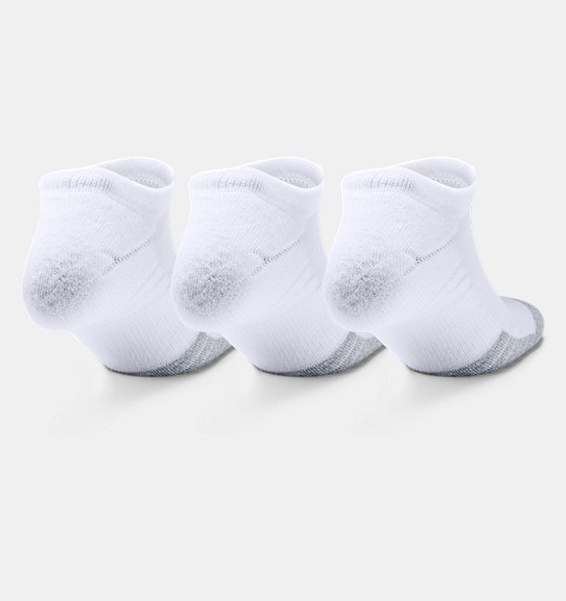 Beyaz Unisex UA HeatGear® No Show Çorap 3'lü Paket