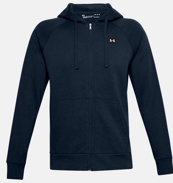 Lacivert Erkek UA Rival Fleece Tam Boy Fermuarlı Kapüşonlu Üst