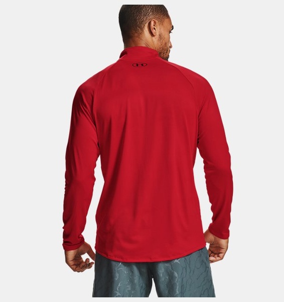 Kırmızı Erkek UA Tech 2.0 1/2 Fermuarlı Uzun Kollu T-shirt