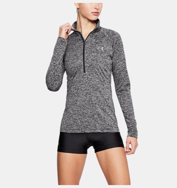 Siyah Kadın UA Tech™ Twist ½ Boy Fermuarlı Sweatshirt