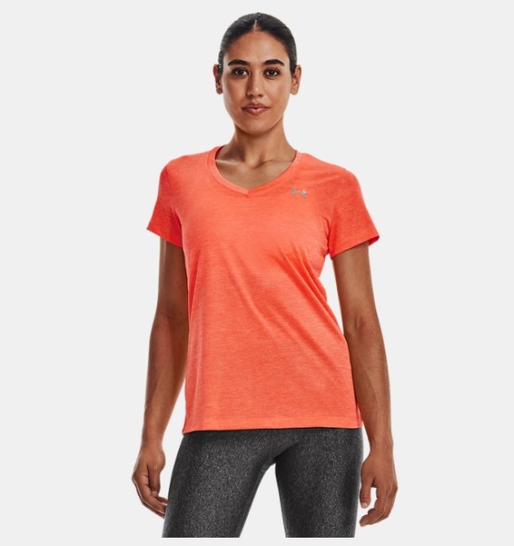 Turuncu Kadın UA Tech™ Twist V-Yaka T-shirt