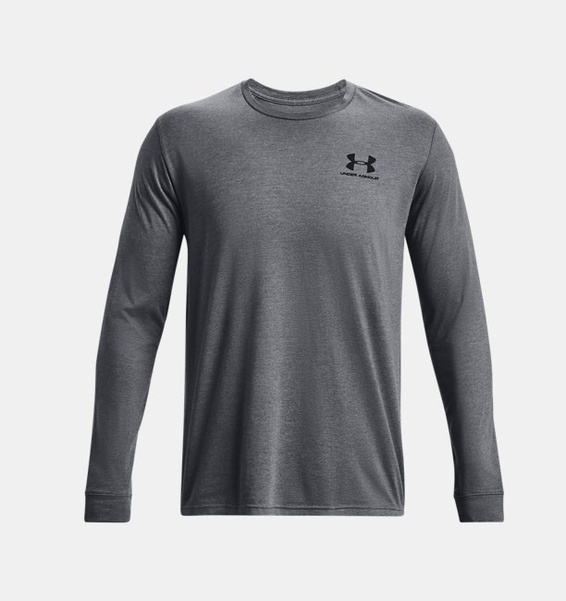 Gri Erkek UA Sportstyle Left Chest Uzun Kollu T-shirt