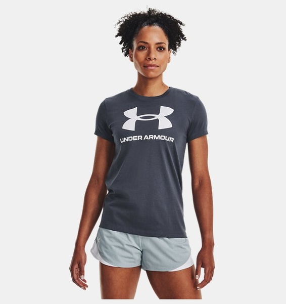 Gri Kadın UA Sportstyle Graphic Kısa Kollu T-shirt