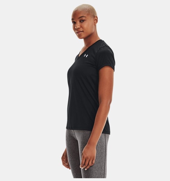 Siyah Kadın UA Tech™ V-Yaka T-shirt