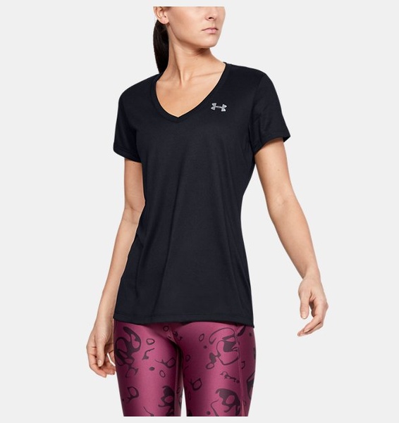 Siyah Kadın UA Tech™ V-Yaka T-shirt