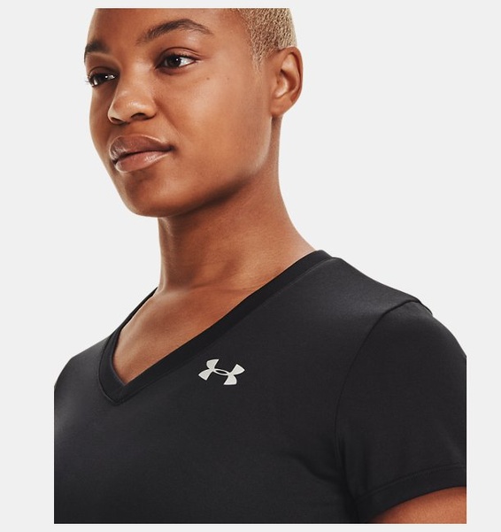 Siyah Kadın UA Tech™ V-Yaka T-shirt