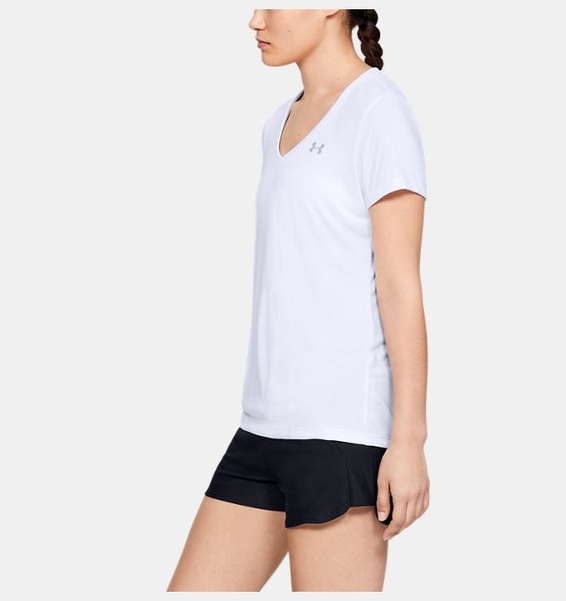Beyaz Kadın UA Tech™ V-Yaka T-shirt