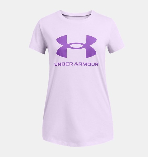 Mor Çocuk UA Sportswear Logo Kısa Kollu T-shirt
