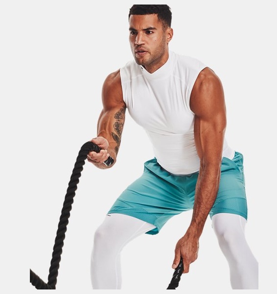 Beyaz Erkek UA HeatGear Armour Compression Mock Atlet