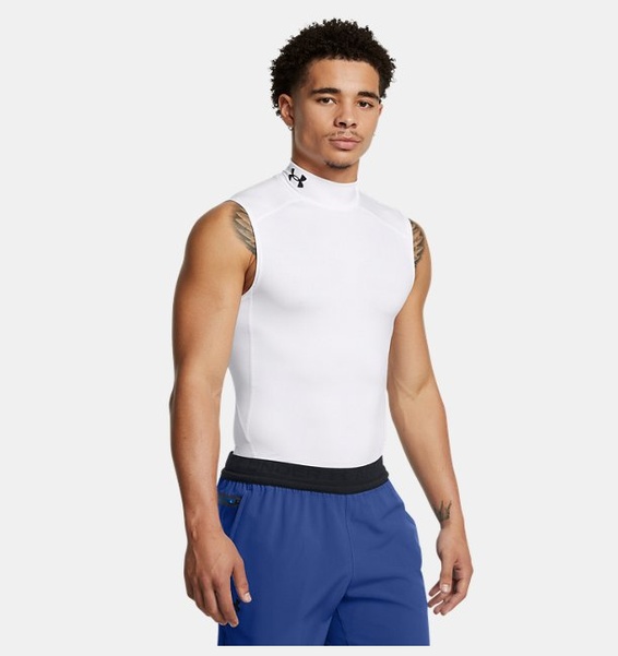 Beyaz Erkek UA HeatGear Armour Compression Mock Atlet