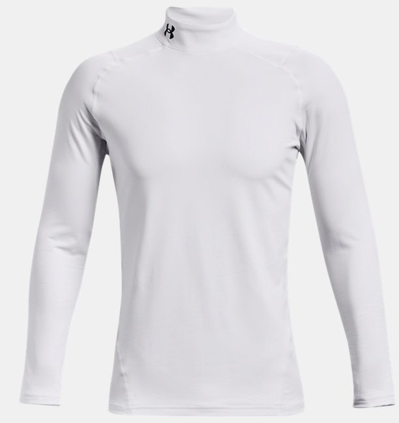Beyaz Erkek UA ColdGear Armour Fitted Mock Uzun Kollu T-shirt