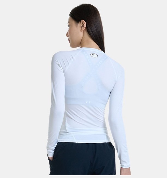 Beyaz Kadın UA HeatGear Authentics Compression Uzun Kollu T-shirt