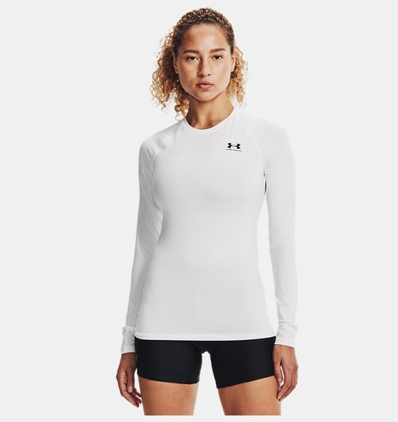 Beyaz Kadın UA HeatGear Authentics Compression Uzun Kollu T-shirt