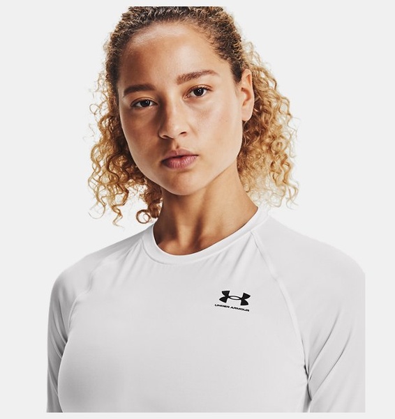 Beyaz Kadın UA HeatGear Authentics Compression Uzun Kollu T-shirt