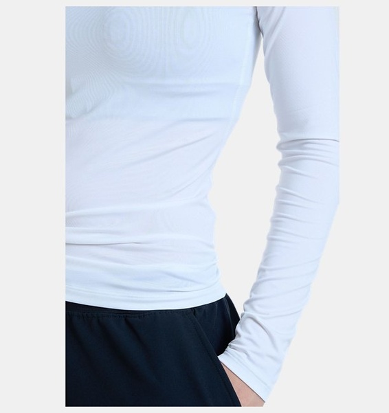 Beyaz Kadın UA HeatGear Authentics Compression Uzun Kollu T-shirt