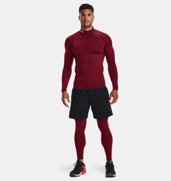 Bordo Erkek UA ColdGear Armour Compression Mock Uzun Kollu T-shirt