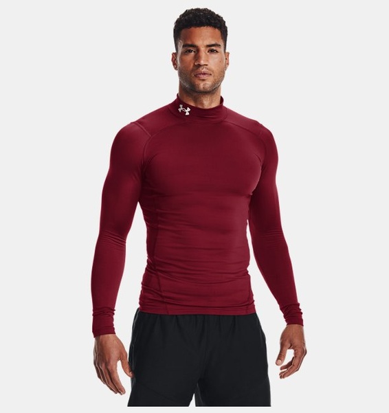 Bordo Erkek UA ColdGear Armour Compression Mock Uzun Kollu T-shirt