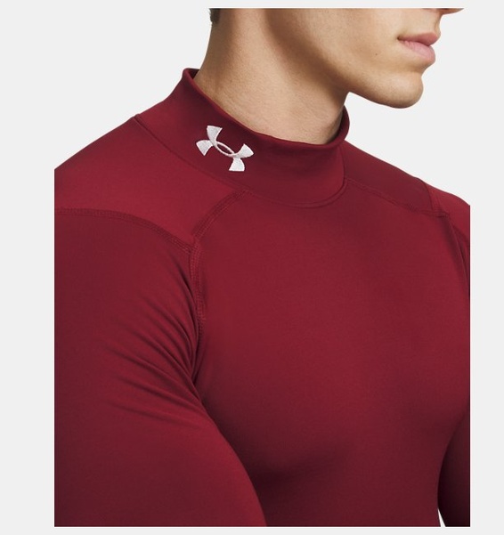 Bordo Erkek UA ColdGear Armour Compression Mock Uzun Kollu T-shirt