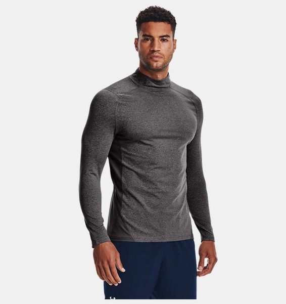 Gri Erkek UA ColdGear Armour Fitted Mock Uzun Kollu T-shirt