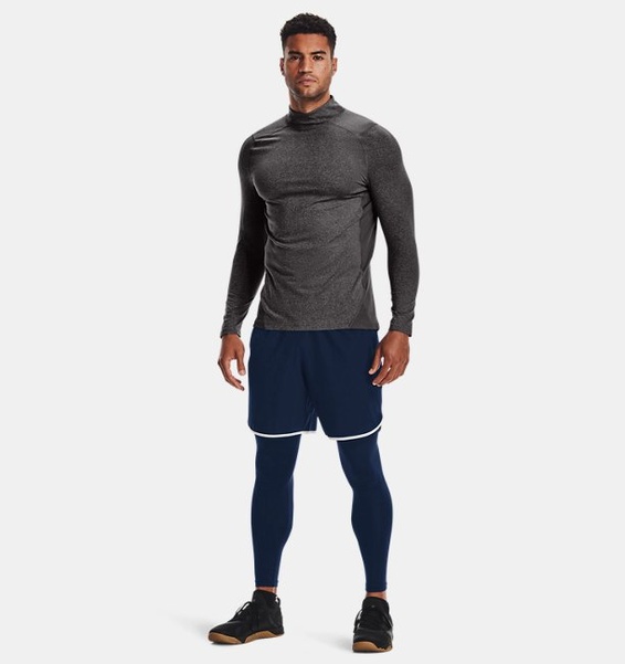 Gri Erkek UA ColdGear Armour Fitted Mock Uzun Kollu T-shirt